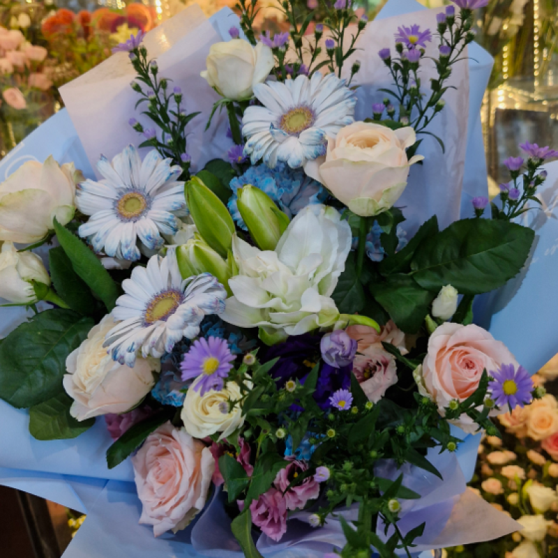 여친생일 블루.화이트기념꽃다발 이미지 1